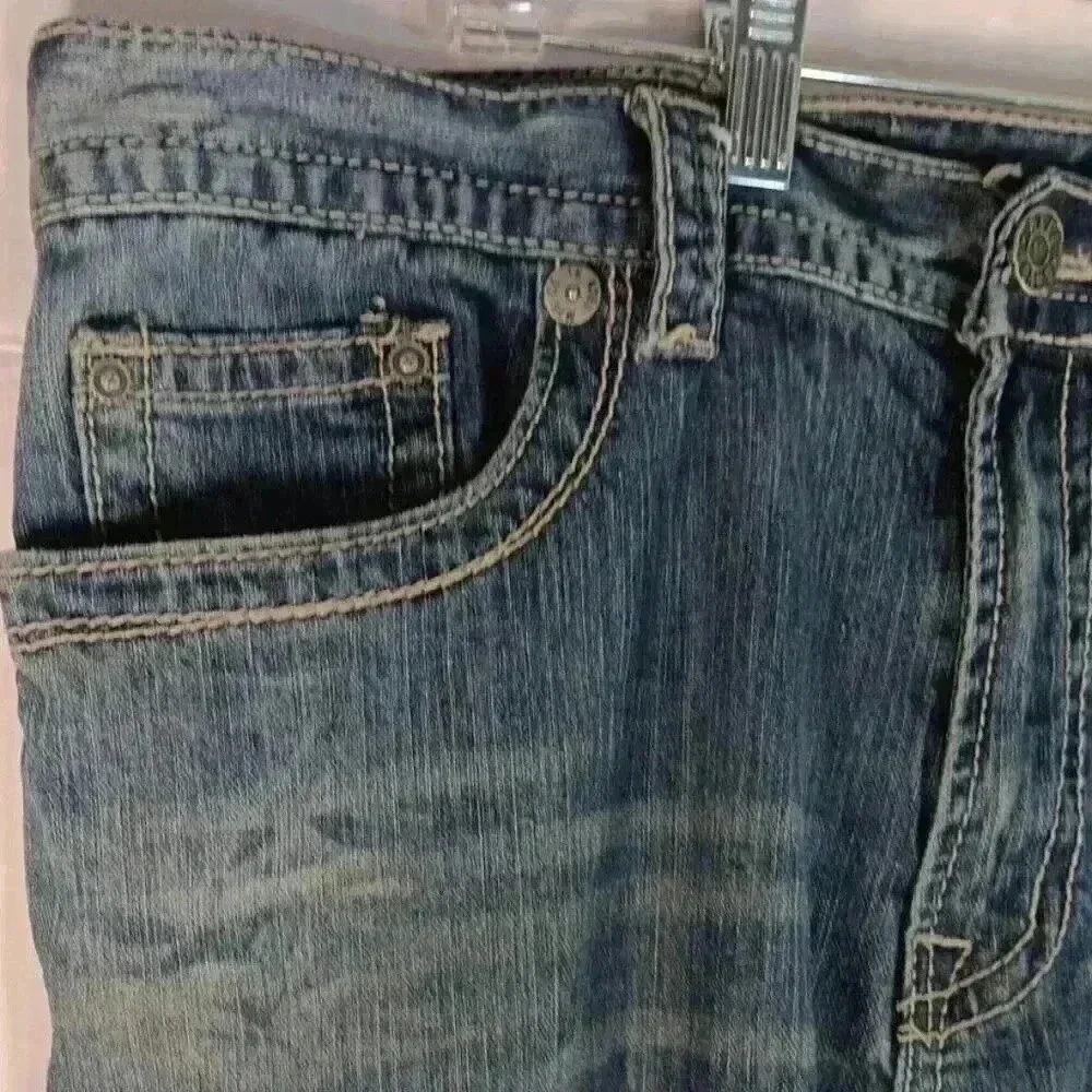 TK‎ Axel Treadwell Relaxed Straight 6-Pocket Jeans Mens 36 x 30 Blue Distressed